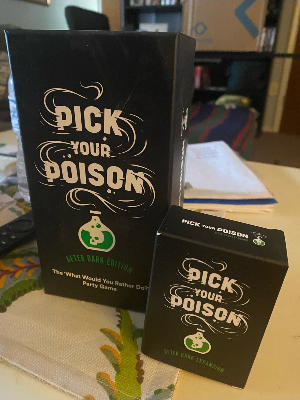 Pick Your Poison After Dark Party Game - Black & Greenwood & Expansion Box New